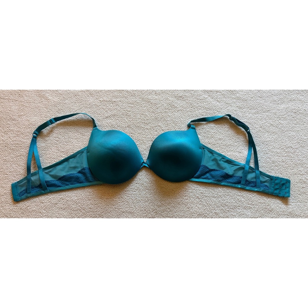 Maidenform DM9900 One Fab Fit T-Shirt Bra Teal Blue Lace Trim 38C